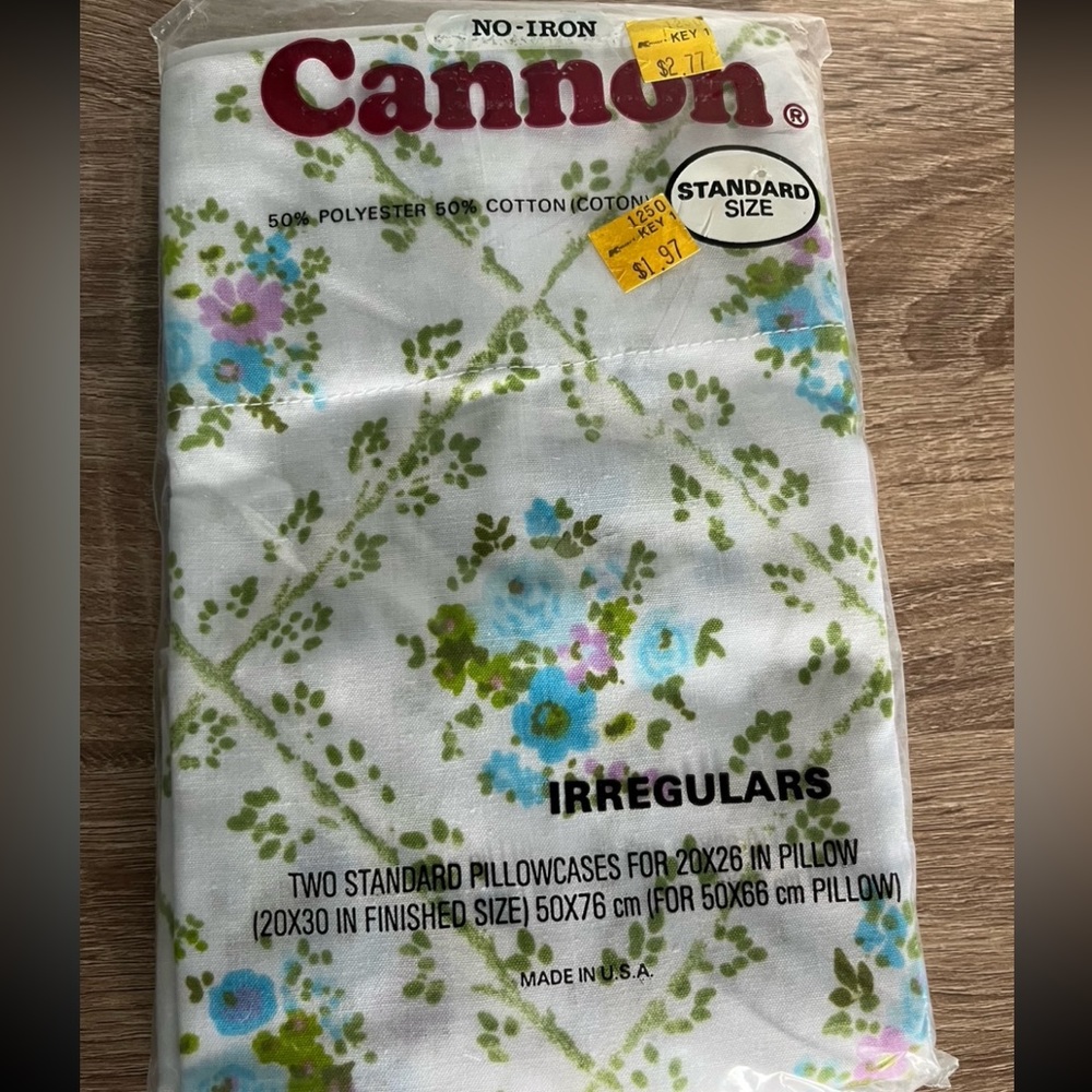 Vintage Cannon Standard Size Floral Pillowcases New in package